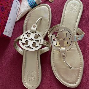 Tory Butch Gold Flat Sandals size 11